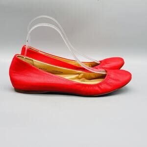 J Crew Shoes Womens 8.5 Red Leather Classic Cece Ballet Flats Comfort Casual